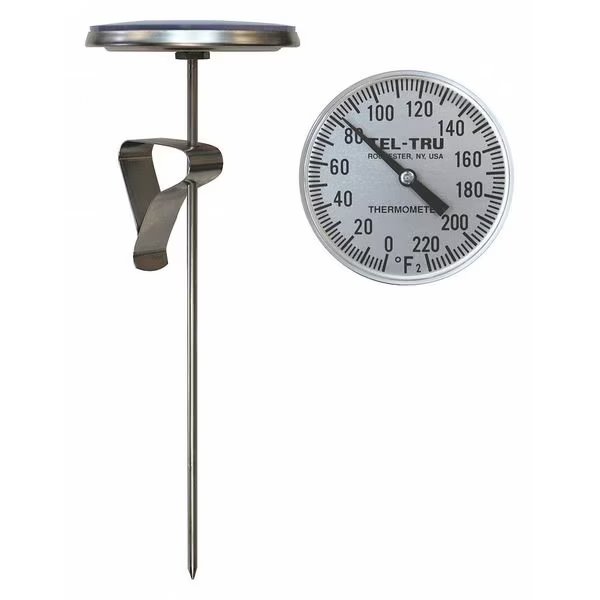 Analog Dial Thermometer, Stem 12" L, Tel-Tru, Mfr#: LT330R-1264