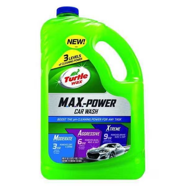 Vehicle Soap, Max Power Concentrated, Bottle, 100 fl oz, 10.2 pH, Green Liquid, Turtle Wax, Mfr#: 50597