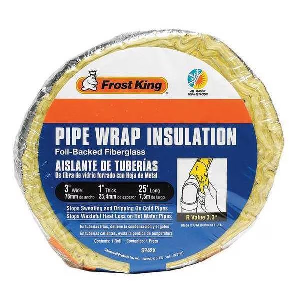 3" x 25 ft. Fiberglass & Foil Pipe Insulation Wrap, Frost King, Mfr#: SP42X/16