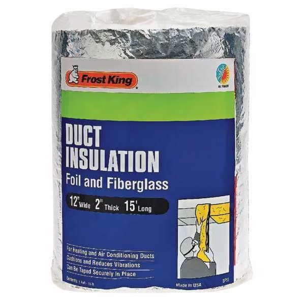 Duct Insulation, Fiberglass, 15 ft. L, Frost King, Mfr#: SP55/6