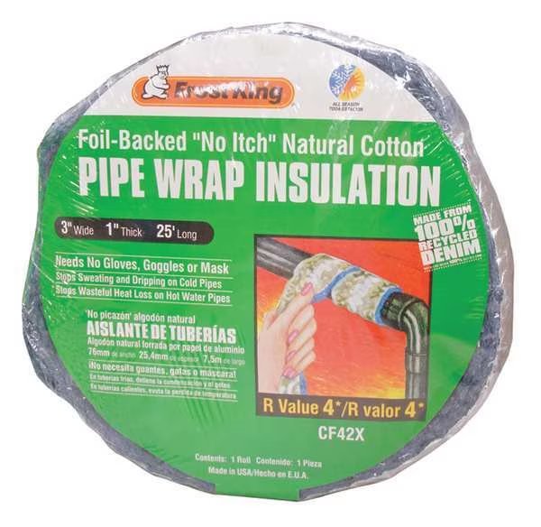 3" x 25 ft. Cotton & Foil Pipe Insulation Wrap, Frost King, Mfr#: CF42X