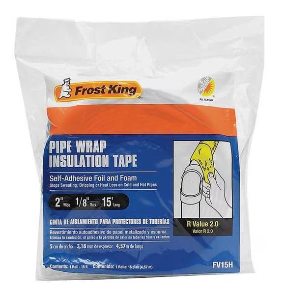 2" x 15 Ft. Foam & Foil Pipe Insulation Wrap, Frost King, Mfr#: FV15H
