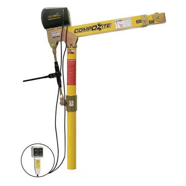 Davit Crane, 1,200 lb Capacity, 22 in to 66 in Reach, 0 in to 540 in Lift Range, Yellow, Oz Lifting Products, Mfr#: OZ1200DAV-ACW