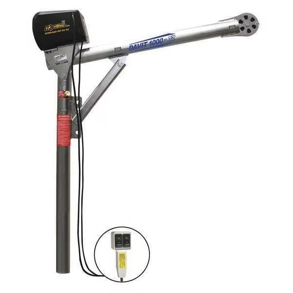 Davit Crane, 1,000 lb Capacity, 27.5 in to 42 in Reach, 0 in to 540 in Lift Range, Silver, Oz Lifting Products, Mfr#: OZ1000DAV-ACW
