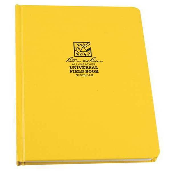 Book, 80 Sheets, Fabrikoid Yellow Cover, Rite In The Rain, Mfr#: 370F-LG