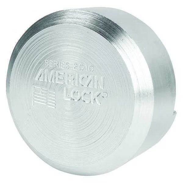 Padlock, Keyed Different, Hidden Shackle, Round Steel Body, Boron Shackle, 1 23/32 in W, American Lock, Mfr#: A2010