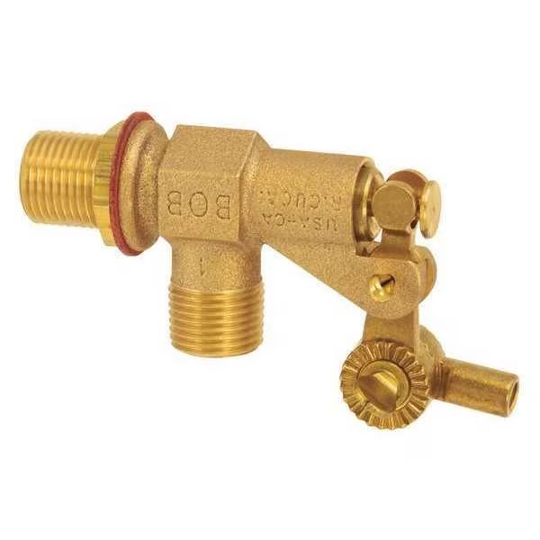 Float Valve, 3/8 in., Bulkhead, Brass, MNPT, Bob, Mfr#: R700L-3/8