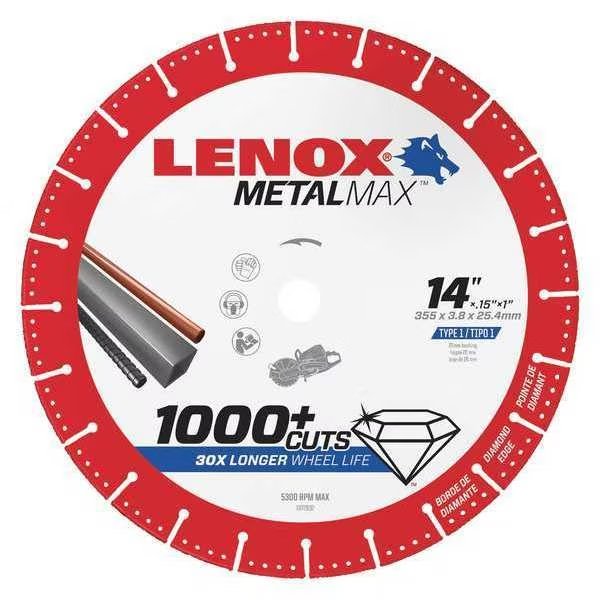 Circular Saw Blade, 14"x.150"x1", 5300rpm, Lenox, Mfr#: 1972932
