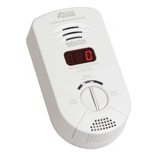 Carbon Monoxide Alarm, Electrochemical Sensor, 85 dB @ 10 ft Audible Alert, 110V AC/DC, Kidde, Mfr#: KN-COP-DP-10YB