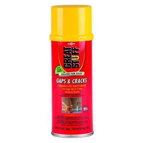 Insulating Spray Foam Sealant, 12 ox, Aerosol Can, Cream, R-3.7, Great Stuff, Mfr#: 00157901