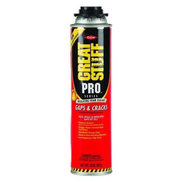 Insulation Spray Foam Sealant, 24 oz, Aerosol Can, Orange, 1 Component, Great Stuff Pro, Mfr#: 00341557