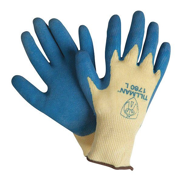Latex Coated Gloves, Palm Coverage, Blue/Yellow, XL, PR, Tillman, Mfr#: 1760XL