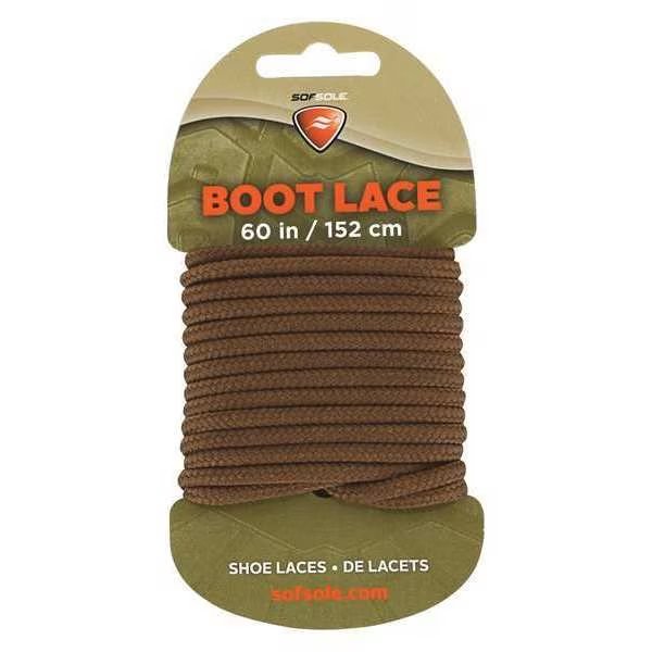 Shoe Laces, 60" L, Polyester, Lt Brown, PR, Sof Sole, Mfr#: 84713