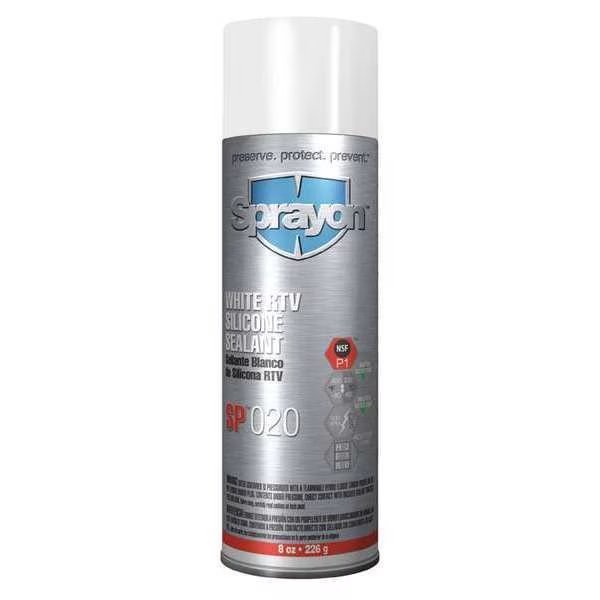 Multipurpose RTV Silicone Sealant, 8 oz, White, Temp Range 450 Degrees F, Sprayon, Mfr#: S00020000