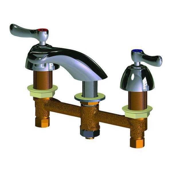 Manual 8" Mount, 3 Hole Low Arc Bathroom Faucet, Chrome plated, Chicago Faucet, Mfr#: 404-E70ABCP