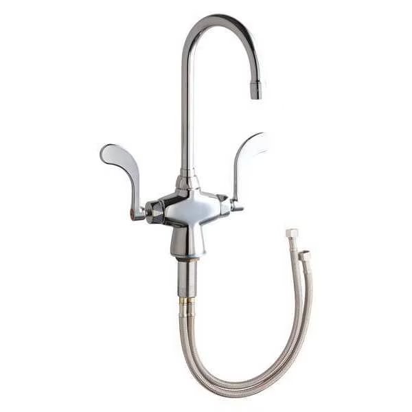Manual, Single Hole Mount, Commercial 1 Hole Gooseneck Kitchen Faucet, Chicago Faucet, Mfr#: 50-317XKABCP