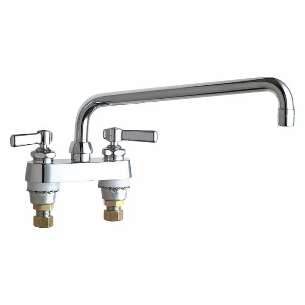 Manual, 4" Mount, 2 Hole Low Arc Laundry Sink Faucet, Chicago Faucet, Mfr#: 895-L12E73ABCP