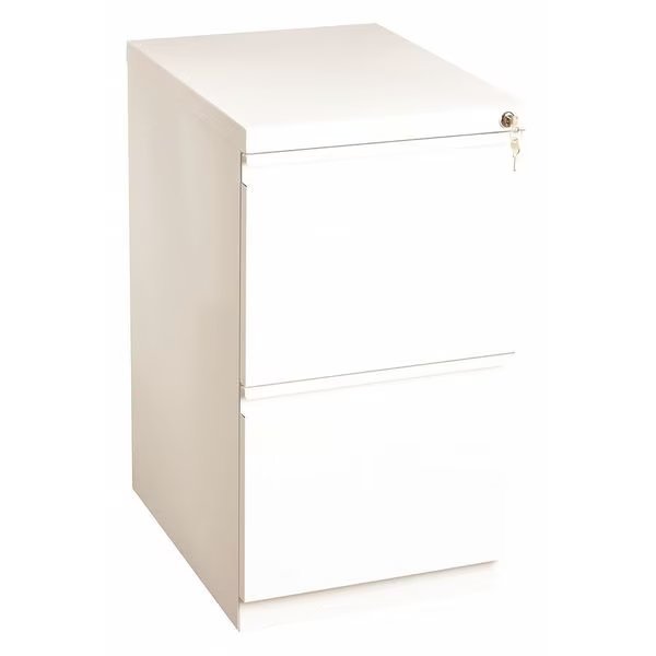 15" W 2 Drawer Desk Pedestal, White, Hirsh, Mfr#: 19357