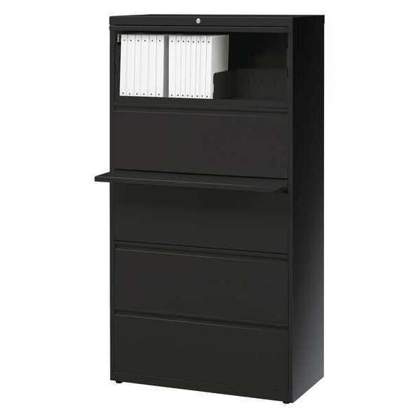 30" W 5 Drawer Lateral File Cabinet, Black, Letter, Hirsh, Mfr#: 14980