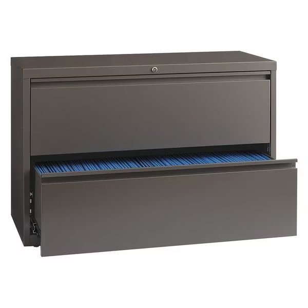 42" W 2 Drawer Lateral File Cabinet, Medium Tone, Letter, Hirsh, Mfr#: 19829