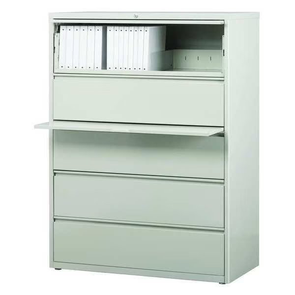 42" W 5 Drawer Lateral File Cabinet, Light Gray, Letter, Hirsh, Mfr#: 17650
