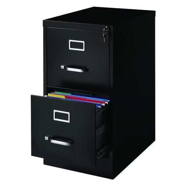 15" W 2 Drawer Vertical File Cabinet, Black, Letter, Hirsh, Mfr#: 17890