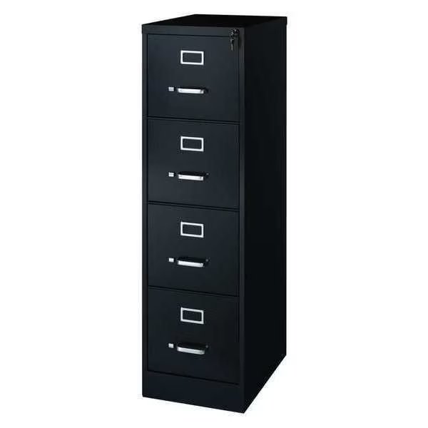15" W 4 Drawer Vertical File Cabinet, Black, Letter, Hirsh, Mfr#: 17892