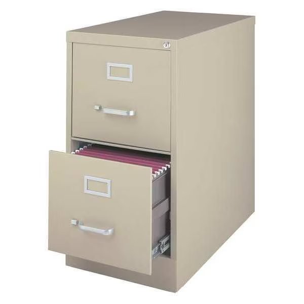 15" W 2 Drawer File Cabinet, Putty, Letter, Hirsh, Mfr#: 14409