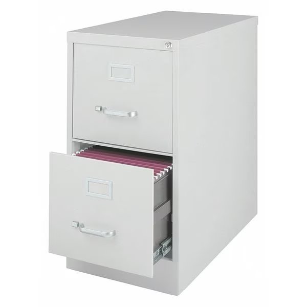 15" W 2 Drawer File Cabinet, Light Gray, Letter, Hirsh, Mfr#: 14411
