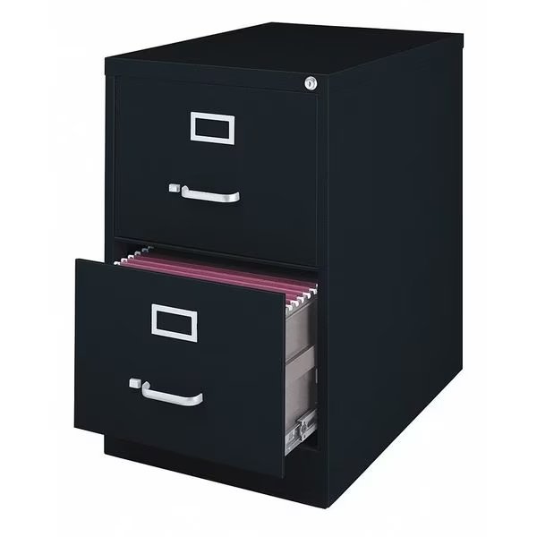 18" W 2 Drawer File Cabinet, Black, Legal, Hirsh, Mfr#: 14413