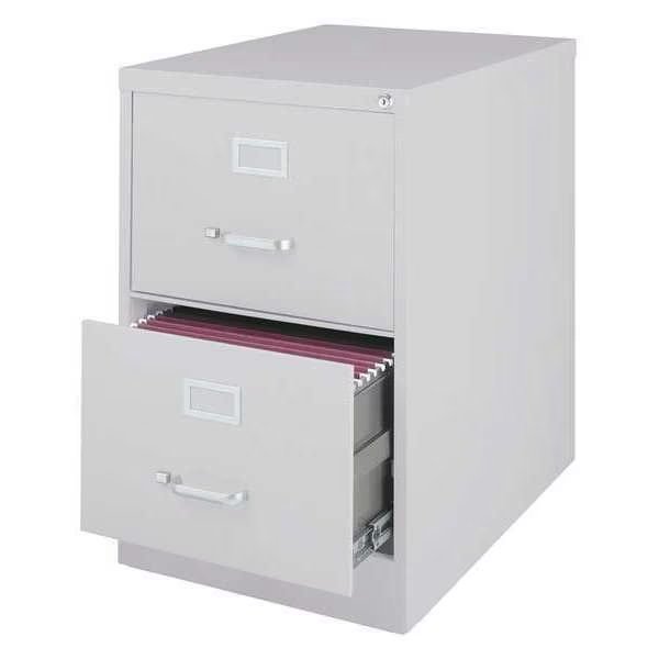 18" W 2 Drawer Vertical File Cabinet, Light Gray, Legal, Hirsh, Mfr#: 14414
