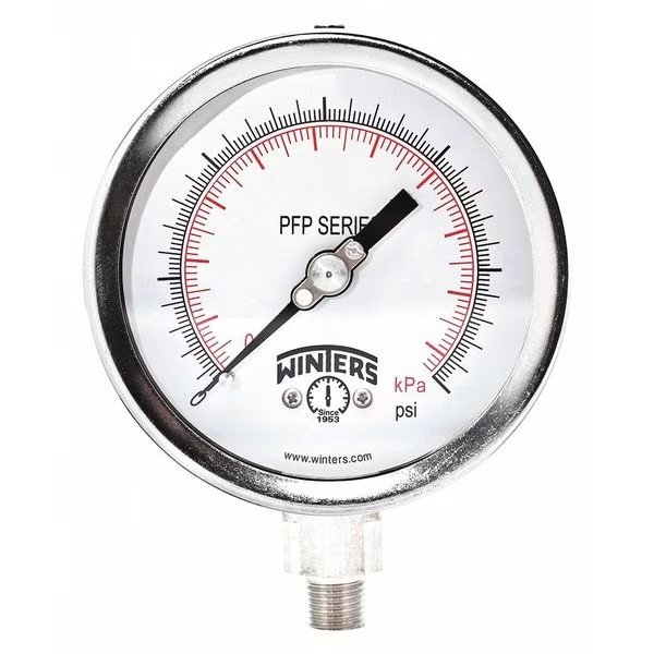 Pressure Gauge, 0 to 30 1/4 in MNPT, Gray, Winters, Mfr#: PFP642WBY
