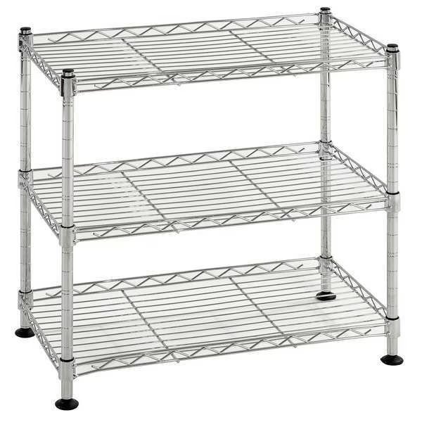 Wire Shelving Unit, 10"D x 18"W x 18"H, 3 Shelves, Chrome, Sandusky Lee, Mfr#: WS181018-C
