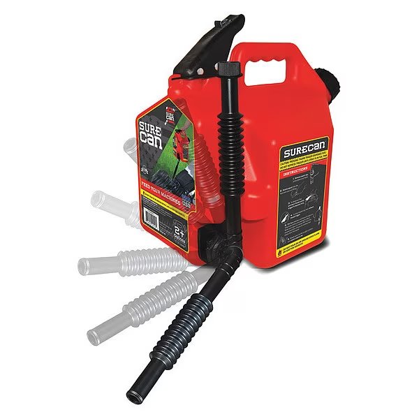 2 gal Red HDPE Type II Safety Gas Can Gasoline, Surecan, Mfr#: SUR2SFG2