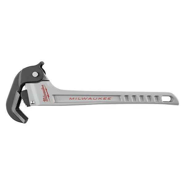 17 1/20 in L 2 1/2 in Cap. Aluminum Pipe Wrench, Milwaukee Tool, Mfr#: 48-22-7418