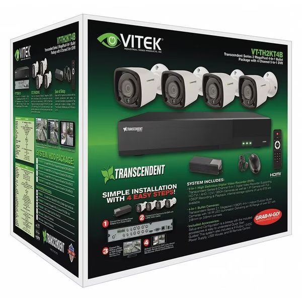 Digital Video Recorder Kit, Fixed Type, Vitek, Mfr#: VT-TH2KT44TB-2
