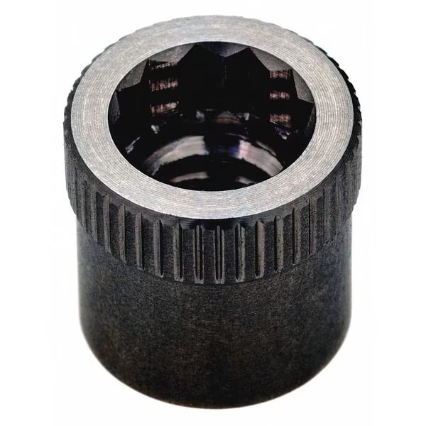 Nut Insert, 1/2"-13 Thrd Sz, 27/32 in L, Round, Steel, Black Oxide, Ampg, Mfr#: Z1978