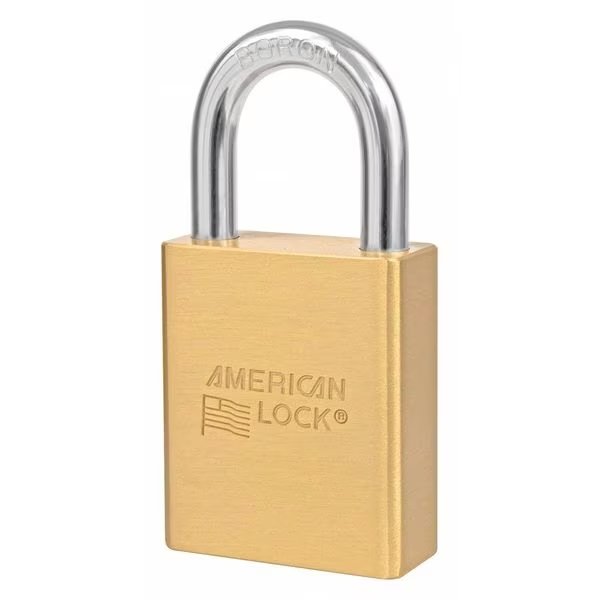 Padlock, Keyed Different, Standard Shackle, Rectangular Brass Body, Boron Shackle, 7/8 in W, American Lock, Mfr#: A3650D125KD