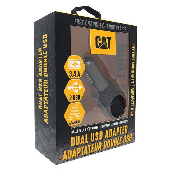 USB Car Charger, Charges Up To 2 Devices, Cat, Mfr#: CAT-DC2USB-BLK