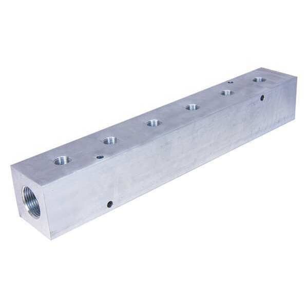 Manifold, Aluminum, 6 Outlets, 14-1/4" L, Pneumadyne, Mfr#: M40-500-6
