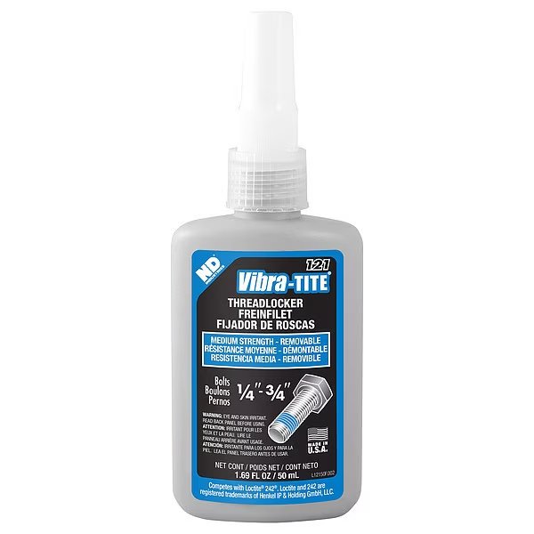 Threadlocker, VIBRA-TITE 121, Blue, Medium Strength, Liquid, 50 mL Bottle, Vibra-Tite, Mfr#: 12150