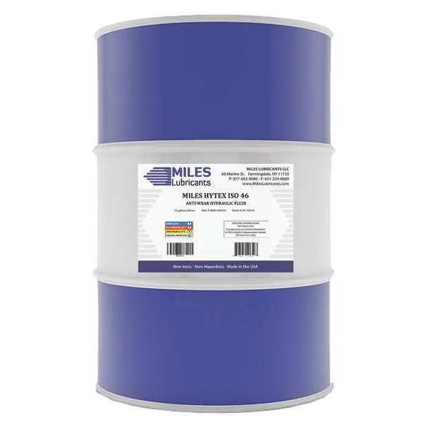 55 gal Drum, Hydraulic Oil, 46 ISO Viscosity, 20W SAE, Miles Lubricants, Mfr#: M001000601