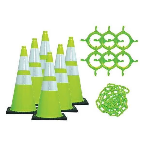 Traffic Cone Kit, UV Inhibited Polyethylene, Green, Mr. Chain, Mfr#: 93277-6