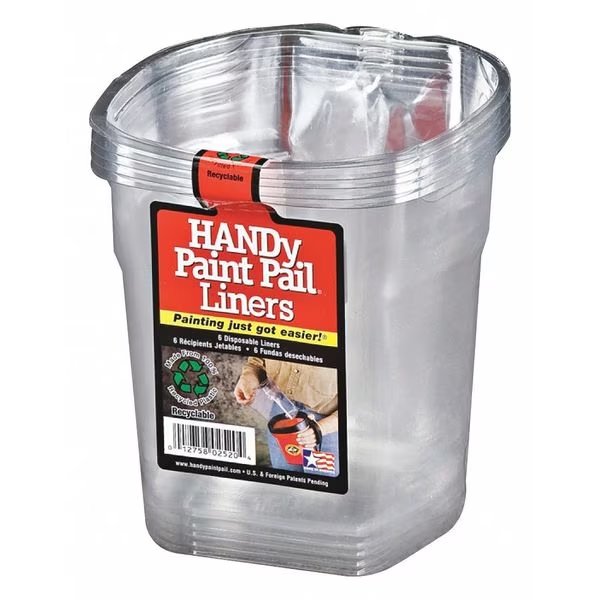 Plastic Paint Bucket Liner, 1 qt, 6 PK, Handy Paint Products, Mfr#: 2520-CT