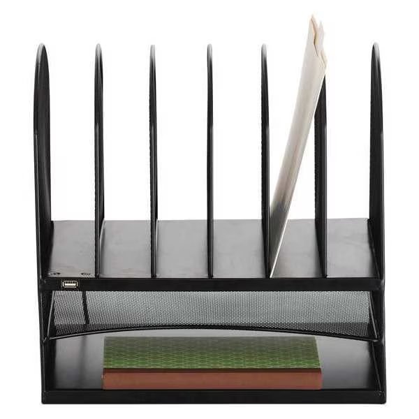 Desktop Organizer, Blk, Includes USB Port, Safco, Mfr#: 3233BL