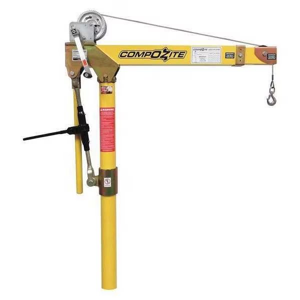 Davit Crane, 1,200 lb Capacity, 22 in to 66 in Reach, 0 in to 660 in Lift Range, Yellow, Oz Lifting Products, Mfr#: OZ1200DAV