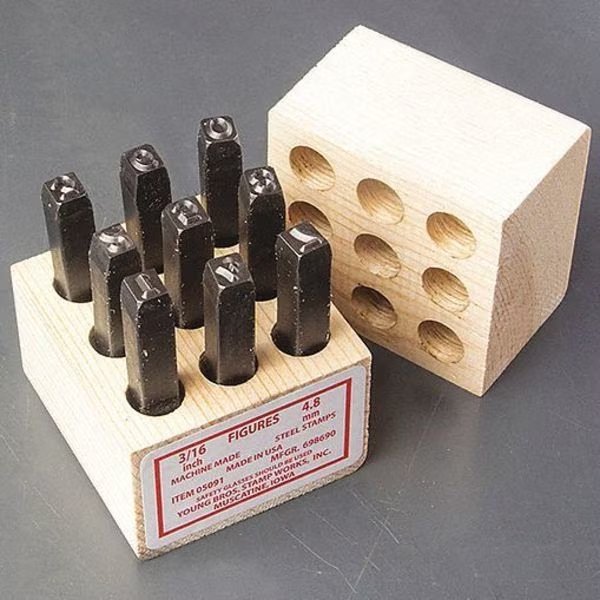 Steel Stamps Set, 2-5/8" Shank L, Steel, 6091, Young Bros Stamp Works, Mfr#: 06091