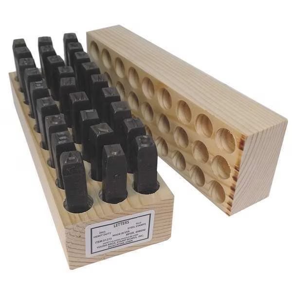 Steel Stamps Set, 3" Shank L, Steel, 6273, Young Bros Stamp Works, Mfr#: 06273