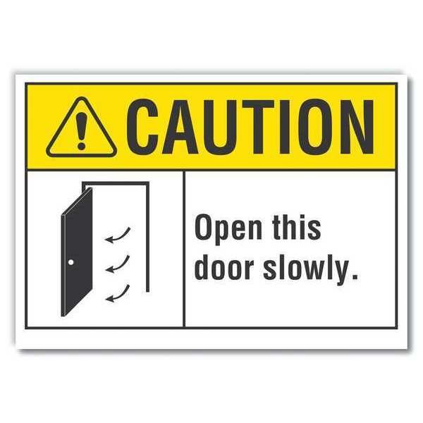 Caution Sign, 3 1/2 in H, 5 in W, Reflective Sheeting, Horizontal, English, LCU3-0087-RD_5x3.5, Lyle, Mfr#: LCU3-0087-RD_5x3.5