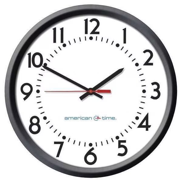 Clock, Plastic Case, Analog, 13-1/4" W, 24V, American Time, Mfr#: U54BABA304